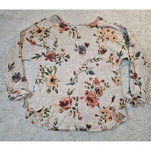 Alchemy Thread Taupe Floral Hacci Knit Top, Size Small